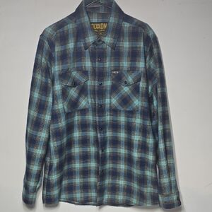 DIXXON Men's Teal and Navy Plaid Shirt